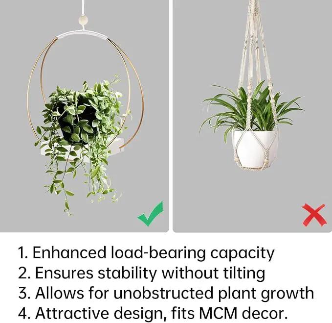 Hanging Planter for Indoor Plants - Outdoor Plant Hanger, Mid Century Boho Macrame Metal Plant Hanger, Plant Hanger Indoor Conner Ceiling, Gift for Mom, Plant Lovers, Housewarming by GreenHaven Gardens