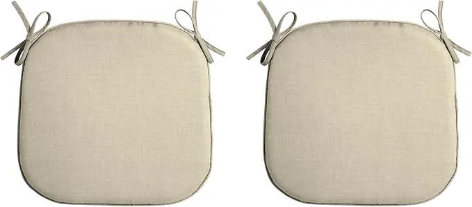 Arden Indoor/Outdoor Foam Seat Pad, 2 Pack, 17 x 16, Patio Cushion, Water Repellent, Fade Resistant, Foam Cushion Tan Leala by GreenHaven Gardens