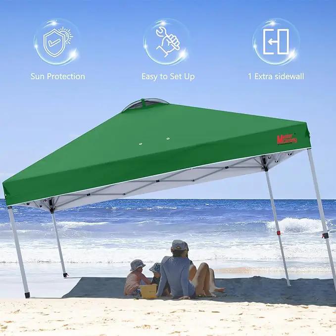 MASTERCANOPY Durable Pop-up Canopy Tent with 1 Sidewall (10'x10',Forest Green) by GreenHaven Gardens
