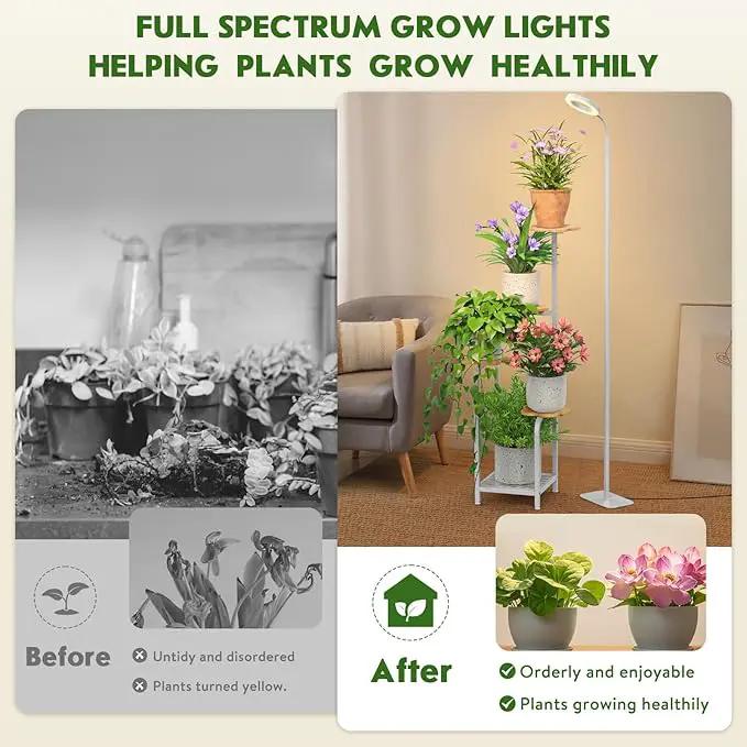 TOSKING 48" Tall Plant Stand Indoor with Full Spectrum LED Grow Lights & Timer – 5-Tier Corner Plant Shelf for Home, Office, Balcony (Grow Light 5 Tier-White) by GreenHaven Gardens