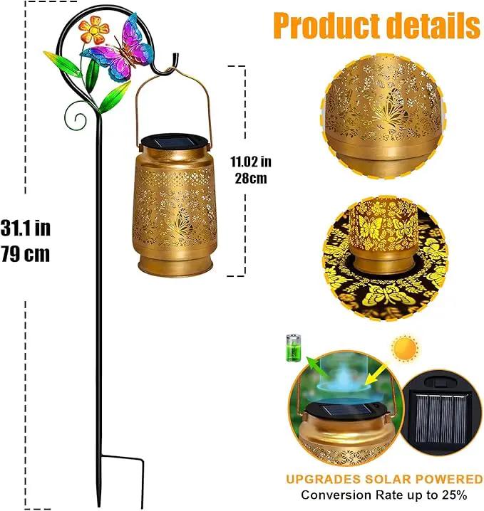 2 Pack Solar Lanterns Outdoor Waterproof,Butterfly Solar Lights Garden Decor Gifts for Mom Women Grandma Decoration Outside for Yard, Patio,Backyard,Porch by GreenHaven Gardens