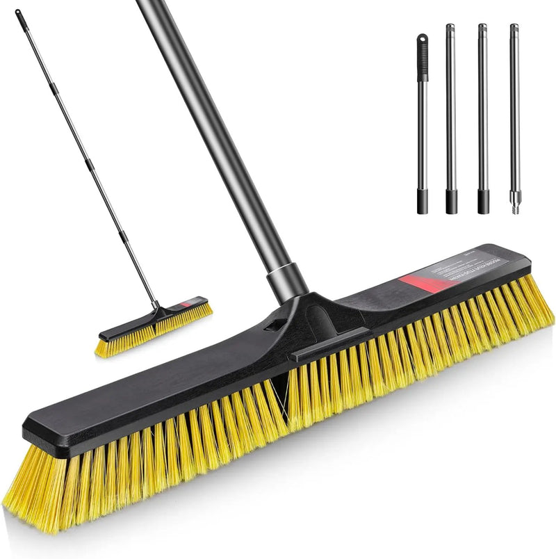 24" Push Broom Outdoor Heavy Duty,Masthome Industrial Brooms with 55" Long Handle and Stiff Bristles,Outdoor Broom Heavy Duty,Commercial for Garage Yard Patio Warehouse Concrete Floor Cleaning by GreenHaven Gardens