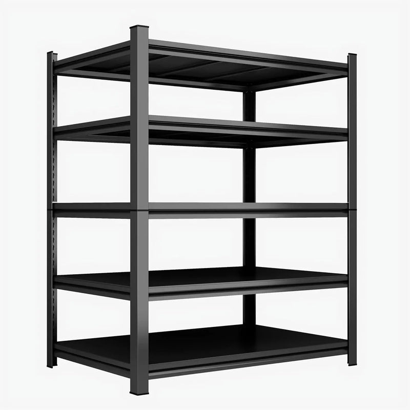 72''H Garage Shelving Heavy Duty Garage Storage Shelves, 3000 LBS Adjustable 5 Tier Industrial Shelving Unit, Metal Utility Shelf for Basement, Warehouse and Workshop (72''Hx48''Wx24''D, Black) by GreenHaven Gardens