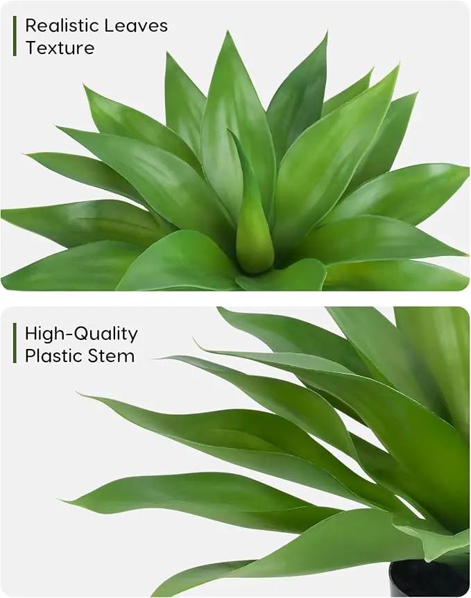 Velener Fake Agave with Black Pot, Artificial Plant Outdoor Agave - Fake Plants for Indoor and Outdoor Decor(16 Inch) by GreenHaven Gardens