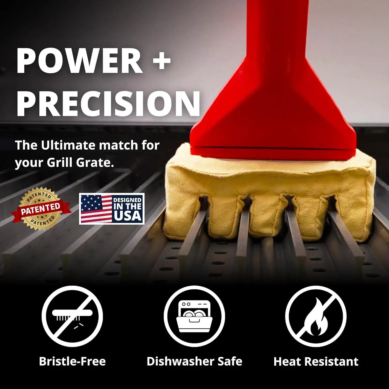 Grill Rescue BBQ Replaceable Scraper Cleaning Head, Bristle Free - Durable and Unique Scraper Tools for Cast Iron or Stainless-Steel Grates, Barbecue Cleaner (Grill Grate Brush with Scraper) by GreenHaven Gardens