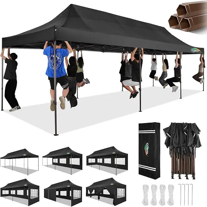 COBIZI 10x30 Pop Up Canopy Tent Heavy Duty with 8 Removable Sidewalls, Commercial Portable Tents for Parties Ez Up Canopy All-Weather Windproof & Waterproof and UPF 80+ Wedding Tent Sun Shelter by GreenHaven Gardens