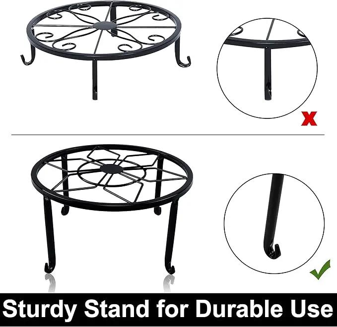 yosager 3 Pack Metal Plant Stands for Flower Pot, Heavy Duty Black Iron Potted Stand Holder, Indoor Outdoor Rustproof Metal Planter Container Round Supports Display Rack for Home & Garden Decor by GreenHaven Gardens