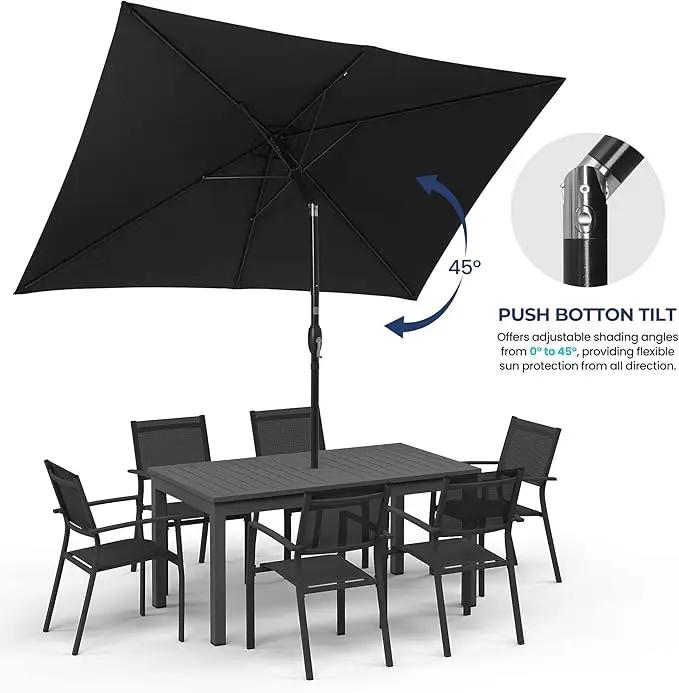 SUNVIVI OUTDOOR Patio Umbrella, 6.5' x 10' Rectangular Patio Umbrella, Metal Pole Square Outdoor Umbrella with Crank and Push Button Tilt, 6 Steel Ribs, Polyester Canopy by GreenHaven Gardens