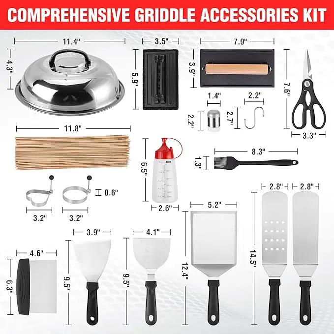 128 PCS Griddle Accessories Kit - Premium Flat Top Grill Accessories Set for Blackstone & Camp Chef, Stainless Steel BBQ Tool Utensils Gift Grilling Set for Lover Outdoor Men Women dad by GreenHaven Gardens