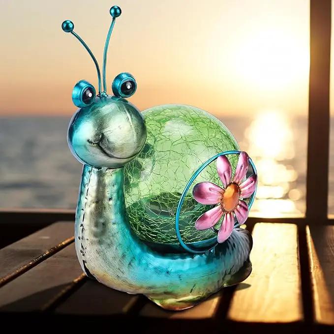 MUMTOP Solar Lantern Outdoor Waterproof LED Solar Lights Snail Decorative Tabletop Lanterns for Patio Garden Table Decor by GreenHaven Gardens