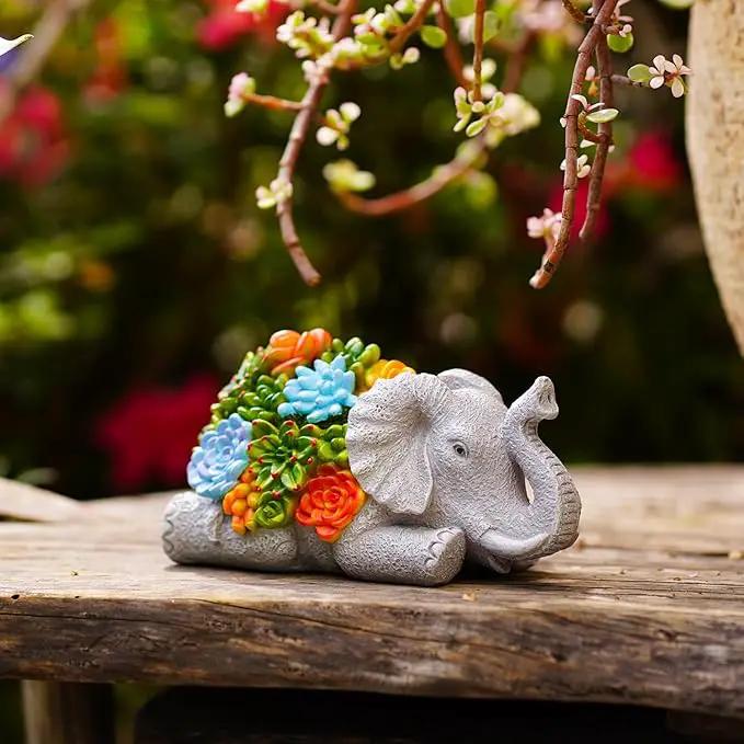 Outdoor Elephant Key Hider Statue - Cute Succulent Elephant Hide a Key Outdoor Decorative - Small Gift Box for Women, Home Decor & Elephant Gifts (Elephant) by GreenHaven Gardens