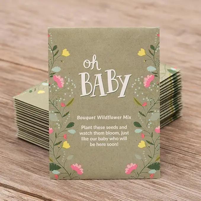 BENTLEY SEED CO. Oh Baby Seed Packets|Girl or Boy Baby Shower Favors for Guests | 25 Wildflower Seed Packets | Pre-Filled | Bouquet Wildflower Mix | Non-GMO Seeds | Gender Neutral | Eco-Friendly Gift by GreenHaven Gardens