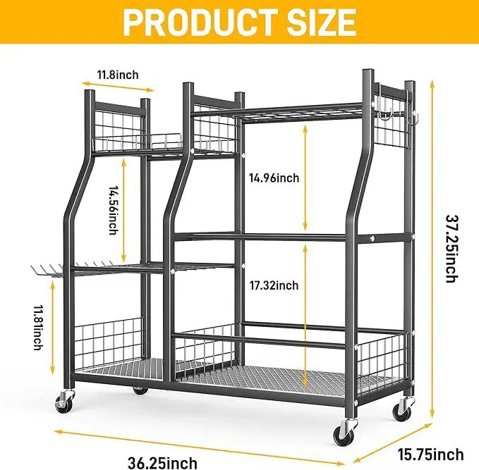Ultrawall Garden Tool Organizer, Yard Tool Storage Rack for Garage Organization with Lockable Wheels, Garden Tool Stand for Rake, Brooms, Indoor & Outdoor Use by GreenHaven Gardens