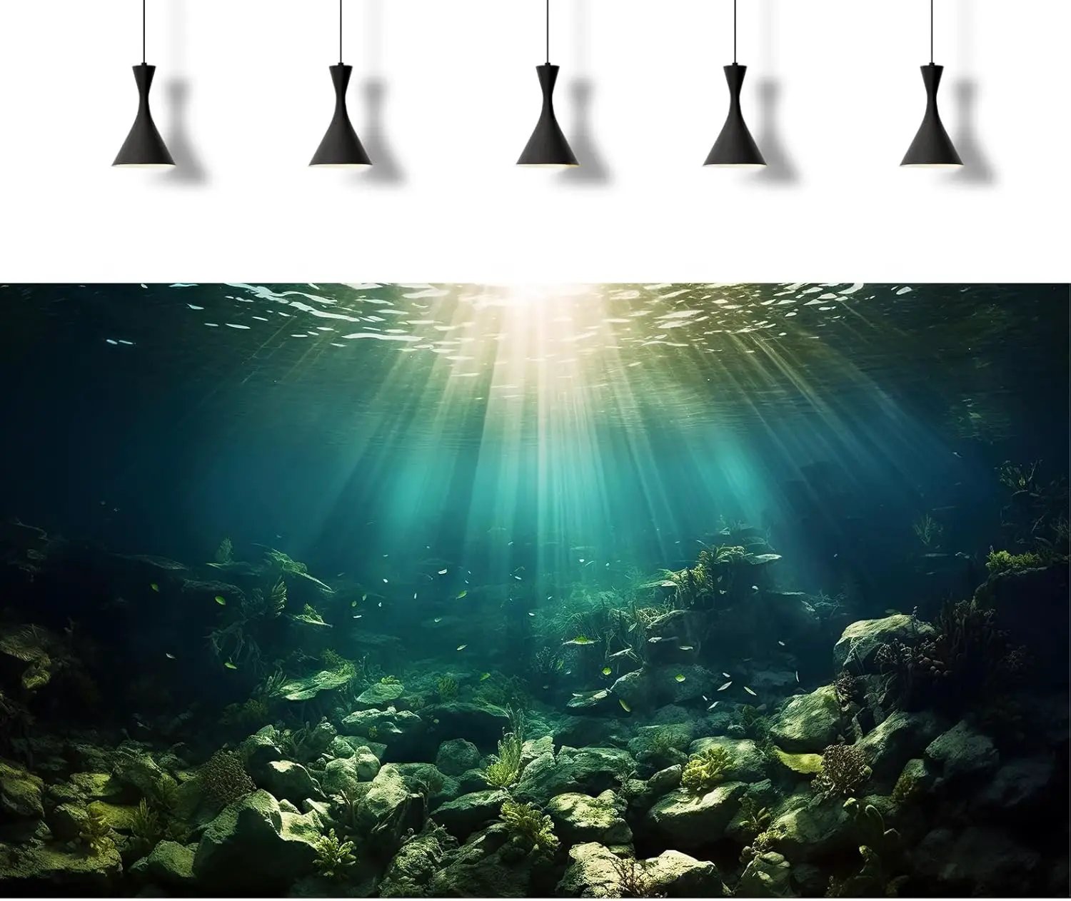 Deep Ocean Aquarium Background Under The Sea Fish Tank Background Underwater World Terrarium Backgrounds Ocean Floor Rock Aquatic Plants Aquarium Backdrop for Fish Tank Backgrounds Decors 30x12in by GreenHaven Gardens