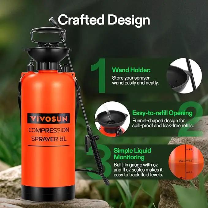 VIVOSUN Pump Sprayer 2 Gallon, Pressurized Lawn & Garden Water Spray Bottle with Adjustable Shoulder Strap, Pressure Relief Valve, for Spraying Plants, Garden Watering and Cleaning by GreenHaven Gardens