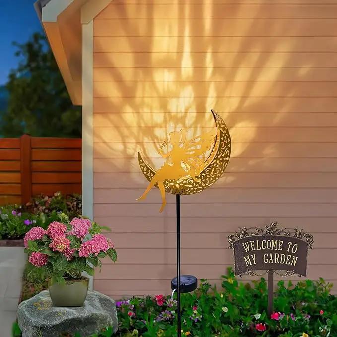 Fairy Moon Solar Lights Outdoor Garden Gifts for Women Yard Decorations Stakes Lights, Waterproof LED Outside Backard Decor, Lawn Patio Ornaments, Mothers Day Birthday Gifts for Mom (Gold,1Pack) by GreenHaven Gardens