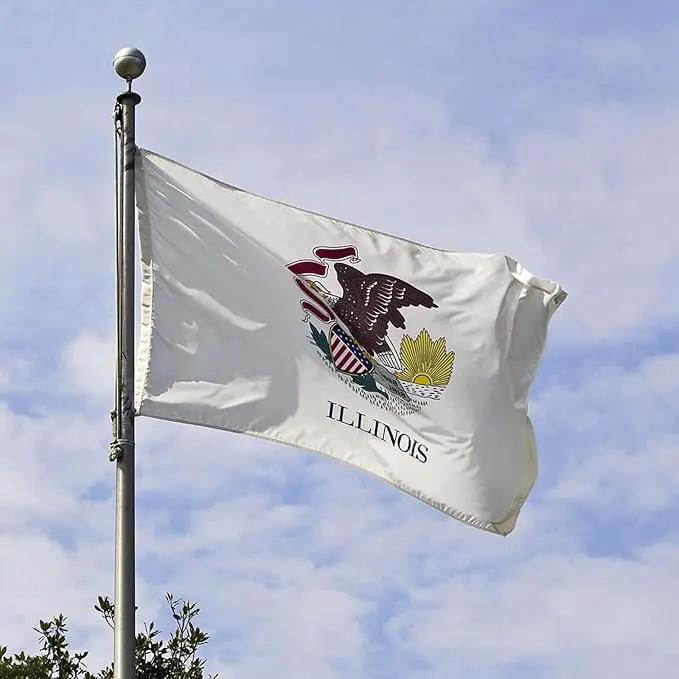 TOPFLAGS Illinois Flag 4x6 Ft IL State Flags Embroidered Heavy Duty for Outdoor with 2 Brass Grommets 4 Stitching Rows Vivid Color Sewn Stripes by GreenHaven Gardens