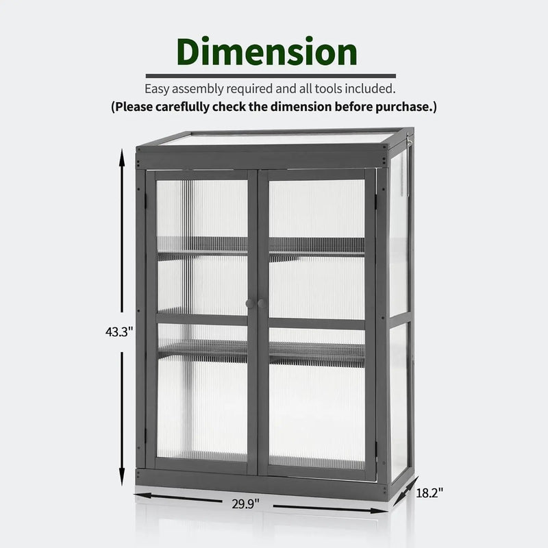 MCombo Wooden Cold Frame Greenhouse, Raised Flower Planter Shelf Protection for Outdoor Indoor Use, 0760 (Dark Grey) by GreenHaven Gardens