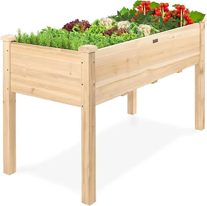 Best Choice Products 48x24x30in Raised Garden Bed, Elevated Wood Planter Box Stand for Backyard, Patio, Balcony w/Bed Liner, 200lb Capacity - Natural by GreenHaven Gardens