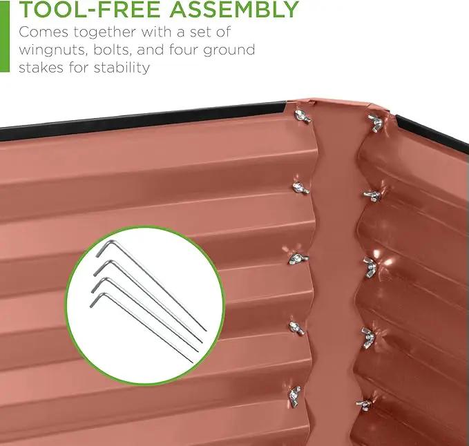 Best Choice Products 8x4x2ft Outdoor Metal Raised Garden Bed, Deep Root Planter Box for Vegetables, Flowers, Herbs, and Succulents w/ 478 Gallon Capacity - Terracotta by GreenHaven Gardens