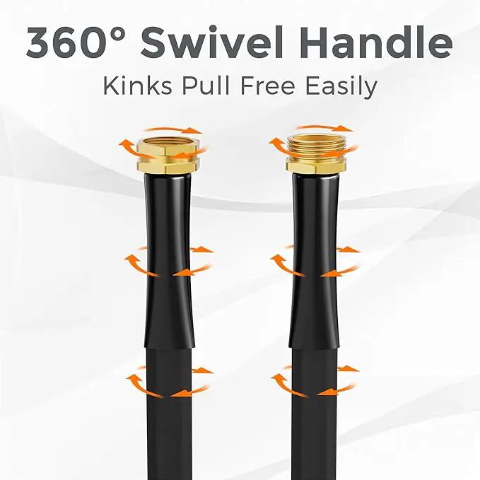 Giraffe Tools Garden Hose 50FT Lightweight Lay Flat Water Hose Kink Free Flexible Hose with 9 Spray Function Nozzle（Black） by GreenHaven Gardens