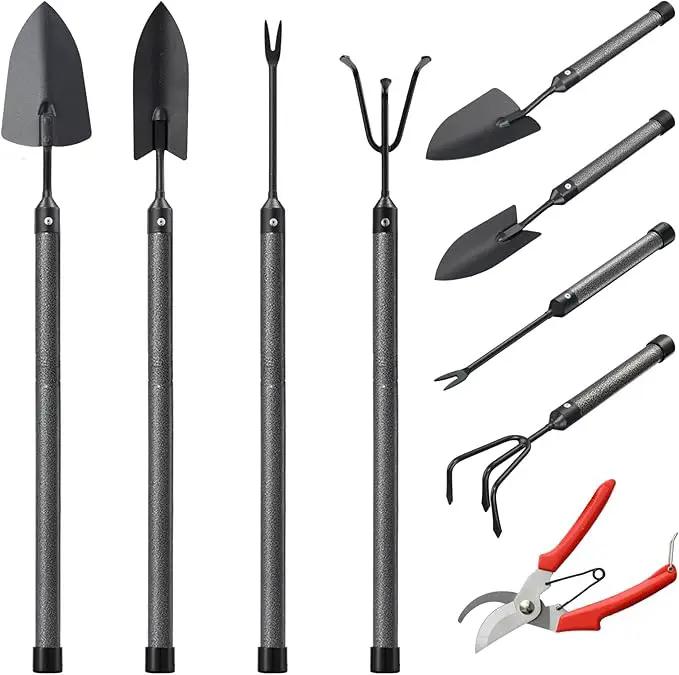 Garden Tool Set,5 Pieces Stainless Steel Heavy Duty Gardening Tool Set with Extendable Long Handle, Include Trowel, Cultivator, Hand Weeder, Pruning Shears, Gardening Gift for Women Kids Men by GreenHaven Gardens