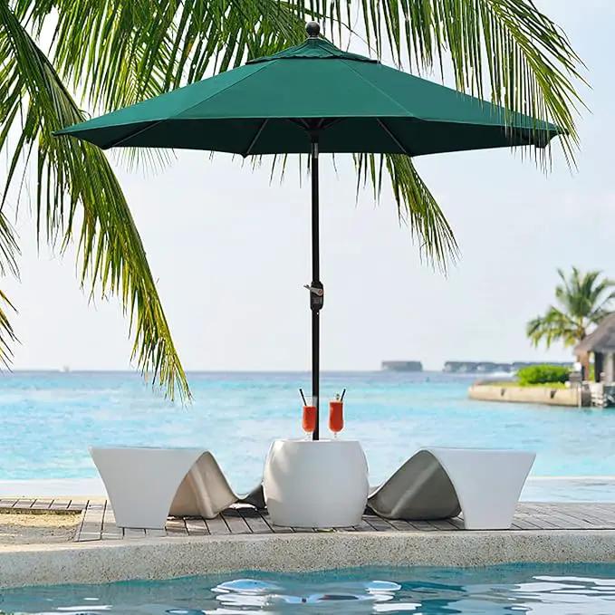EliteShade USA 10-Year-Non-Fading 9Ft Market Umbrella Patio Umbrella Outdoor Table Umbrella with Ventilation, Forest Green by GreenHaven Gardens