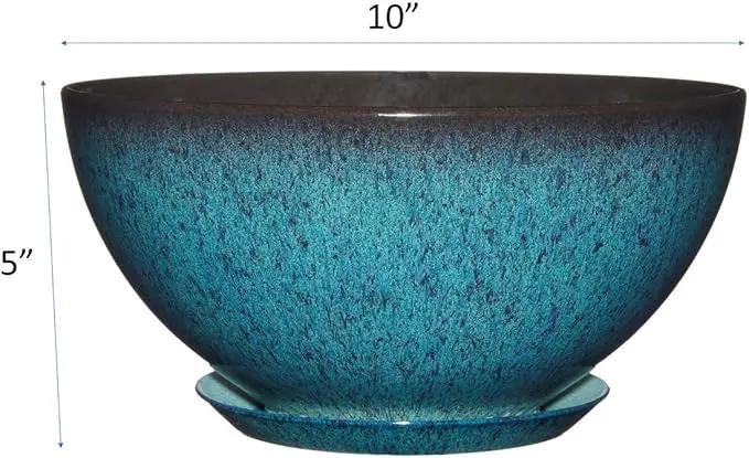 Classic Home and Garden Premiere Collection Planter, Rosie 10", Indigo Speckle by GreenHaven Gardens