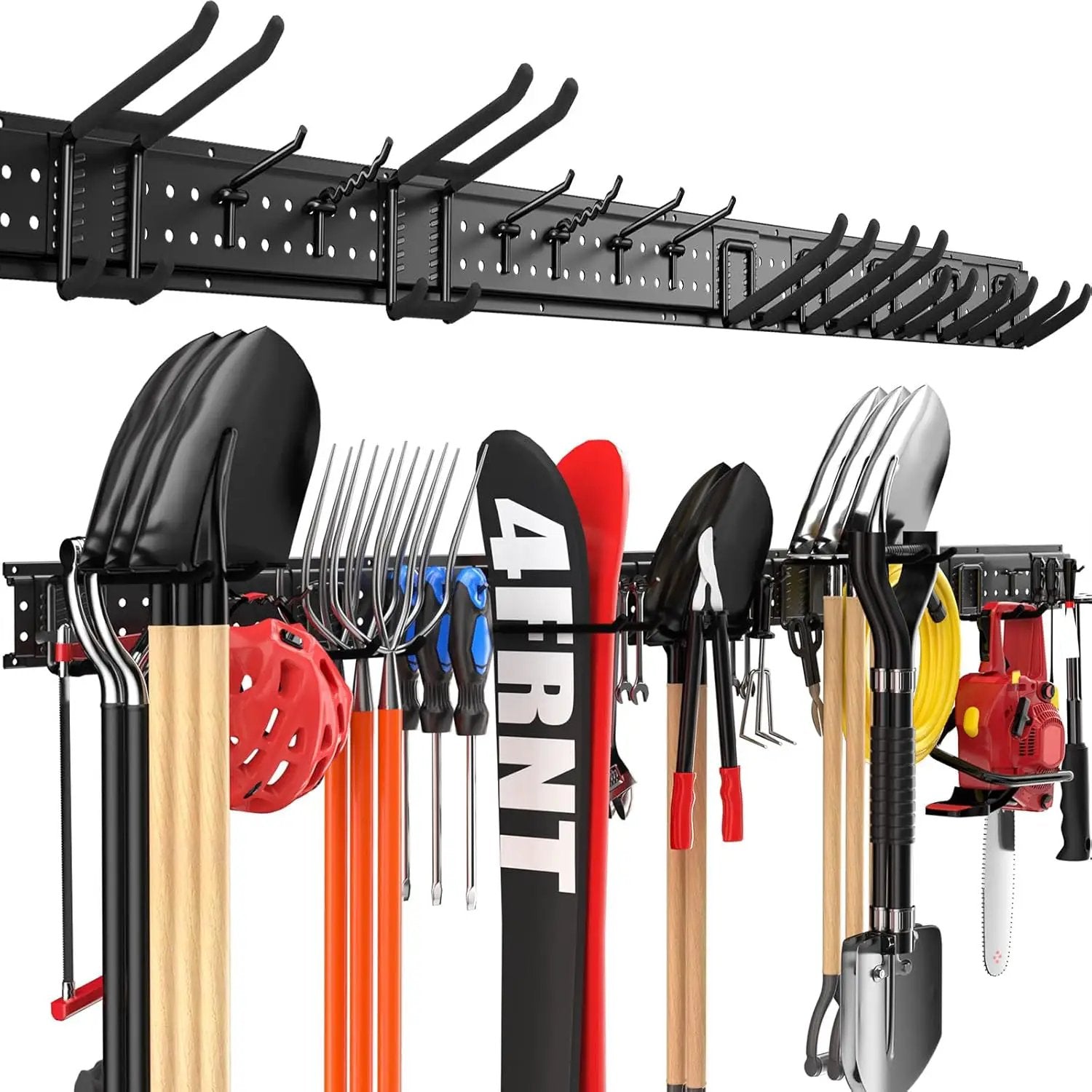 Garage Tool Organizer Wall Mount 64 inches with 13 Adjustable Heavy-Duty Hooks, Garage Organization, Garden Tool Storage Rack, Yard, and Shed, Holds Up to 520 lbs by GreenHaven Gardens