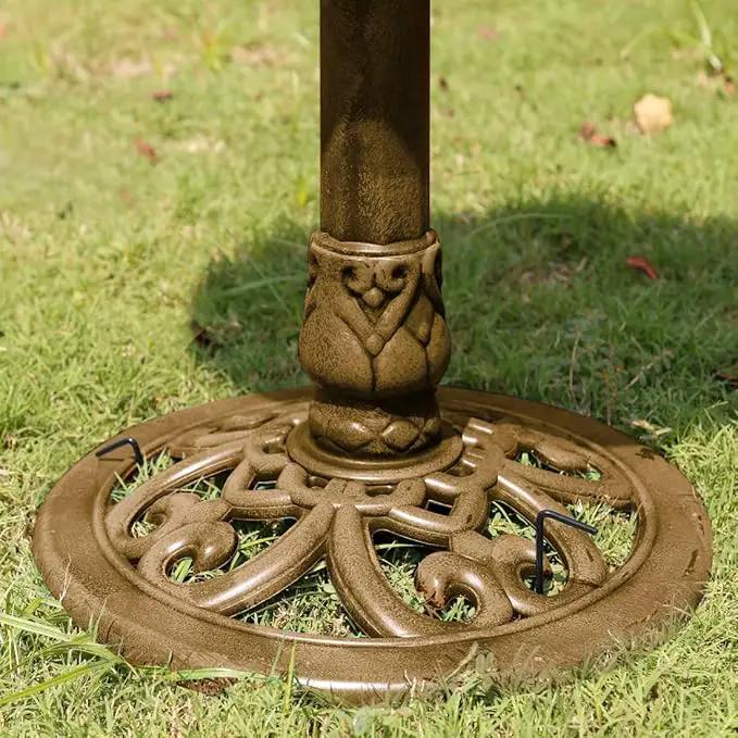 VIVOHOME Polyresin Antique Outdoor Golden Garden Bird Bath and Solar Powered Round Pond Fountain Combo Set by GreenHaven Gardens