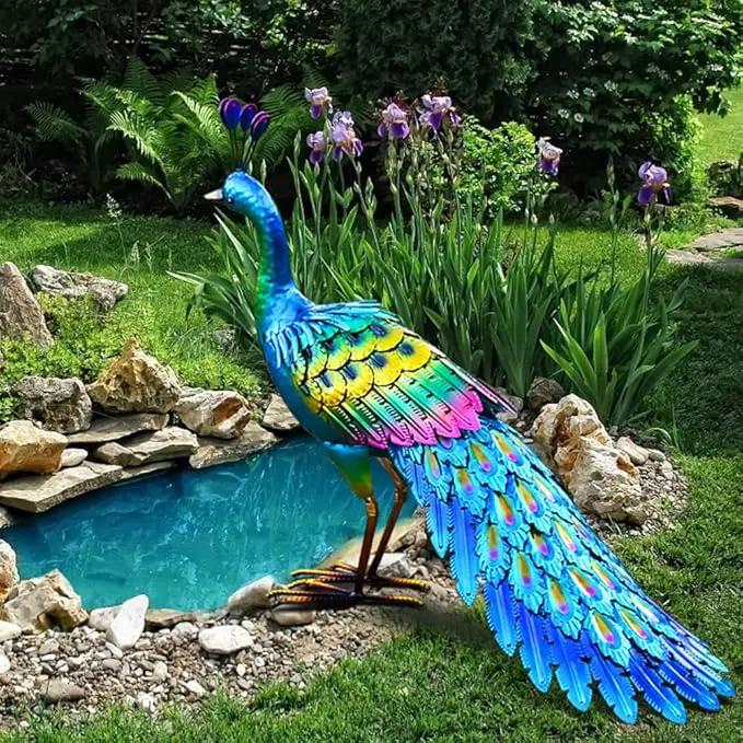 chisheen Peacock Statue Garden Decor Metal Peacock Yard Art Lawn Decoration Outdoor Sculpture for Women Mom by GreenHaven Gardens