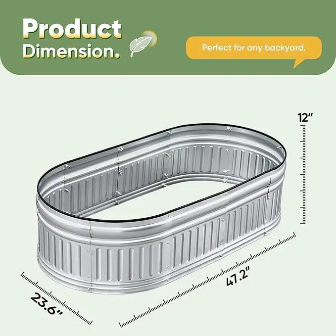 KING BIRD Raised Garden Bed Kit 2025 Upgraded Modular DIY Galvanized Planter Garden Box Outdoor for Gardening, Vegetables, Flowers, Elegant Roman Column Design, 47x24x12 in, Silver by GreenHaven Gardens