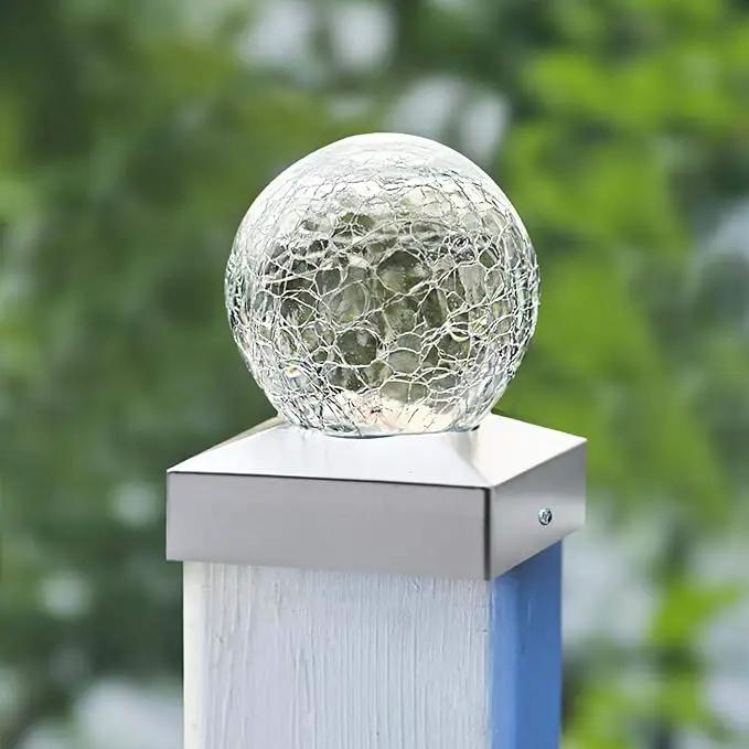 Solar Post Lights - Outdoor Post Cap Light for Fence Deck or Patio Garden Decoration- Solar Powered Gazing Ball Caps, LED Lighting, Lamp Fits 4x4 - White 4 Pack by GreenHaven Gardens