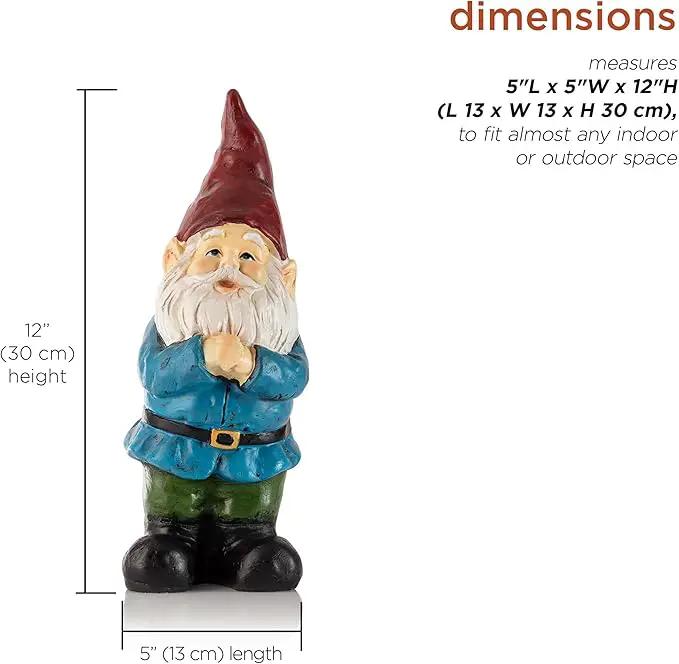 Alpine Corporation 12" Tall Classic Outdoor Garden Gnome Yard Statue Decoration by GreenHaven Gardens