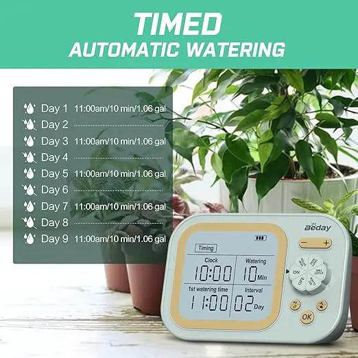 Automatic Plant Waterer Self Watering System Indoor for 15 Potted Plants Pack of 2, Auto Drip Irrigation Kit Programmable Water Timer w Smart Humidity Detection, Green by GreenHaven Gardens