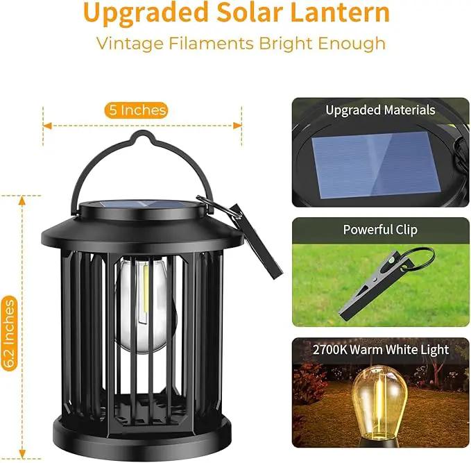 Solar Lanterns Outdoor All-Weather Resistance Upgraded Solar-Powered LED Flame Lanterns - Waterproof Outdoor Hanging Solar Lighting for Garden, Porch, and Pathway Decor (2) by GreenHaven Gardens