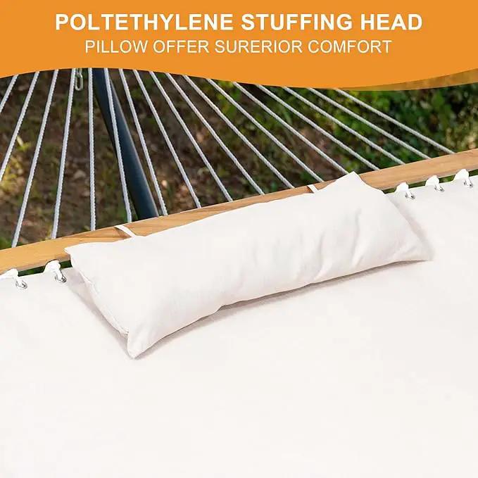 Lazy Daze 12 FT Sunbrella Fabric Hammock not Fading with Spreader Bars and Free Pillow Fits for Two Persons, All Weather and Fade Resistant for Patio Yard, 450 lbs Weight Capacity,Cast Pumice by GreenHaven Gardens