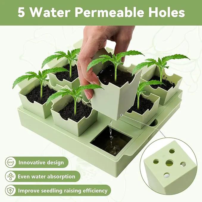 Green Bazzar Seed Starter Tray with Handle, 9 Individual Cells, Reusable Plant Germination Trays with Humidity Lid, Ideal for Germinating Seeds Indoors & Transplanting Outdoors, Durable & Easy to Use by GreenHaven Gardens