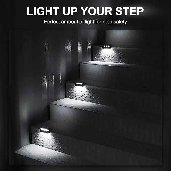 SOLPEX Solar Fence Lights, 6 LEDs Solar Lights Outdoor Waterproof Solar Powered for Deck, Stair, Front Porch, Balcony, Walkway, Garden, Yard, Patio, Pool Decor, IP65 Waterproof (4 Pack, Cold White) by GreenHaven Gardens