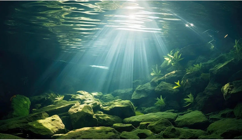 Under The Sea Aquarium Background Aquatic Plants Deep Sea Fish Tank Background Underwater Sunray Rock Terrarium Backgrounds Deep Ocean Floor Tropical Fish Tank Backgrounds Decorations 24x12in by GreenHaven Gardens