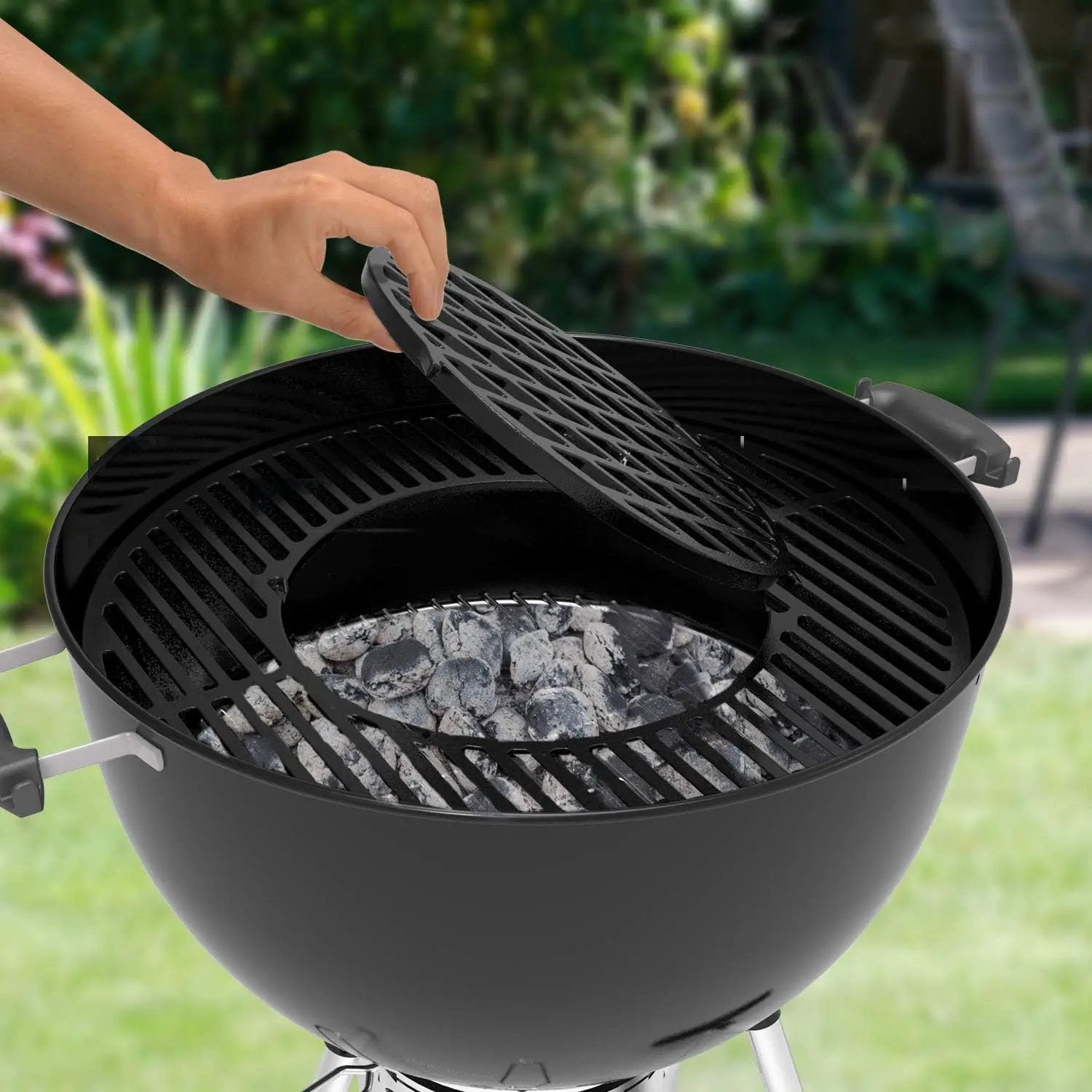 onlyfire Cast Iron Grill Grate Replacement Gourmet BBQ System for Weber 22inch Kettle Charcoal Grills by GreenHaven Gardens