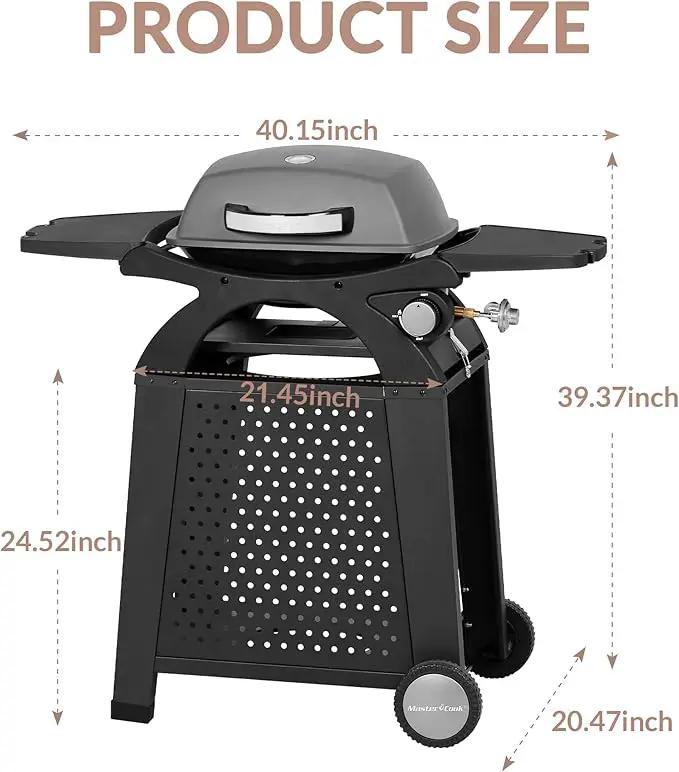 MASTER COOK Propane Gas Grill, Portable Tabletop Barbecue Grill with Cart for Patio, Camping, Travel by GreenHaven Gardens