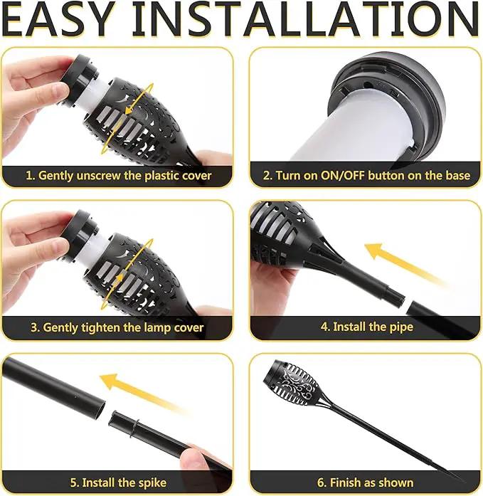 Toodour Solar Torch Flame Lights, 6 Pack Solar Lights Outdoor with Flickering Flame, Waterproof Solar Pathway Lights Landscape Decoration Lighting for Garden, Lawn, Yard, Outdoor Decorations by GreenHaven Gardens