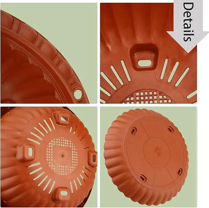 summer flower Planter, 3pcs 12.59in Large Hanging, Plant Pot with Drainage Hole, Plastic, for Indoor Outdoor Garden Herb Succulent, Wall Window Mount, Red2 by GreenHaven Gardens
