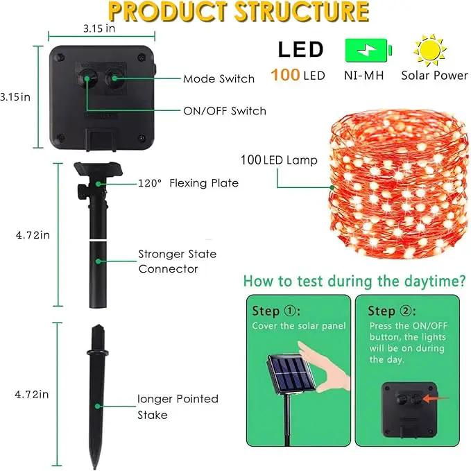 Solar String Lights Outdoor, 2-Pack Total 80FT 200 LED Solar Christmas Twinkle Lights Outside Waterproof Copper Wire 8 Modes Solar Fairy Lights for Garden Tree Party Birthday Christmas Decor(Orange) by GreenHaven Gardens