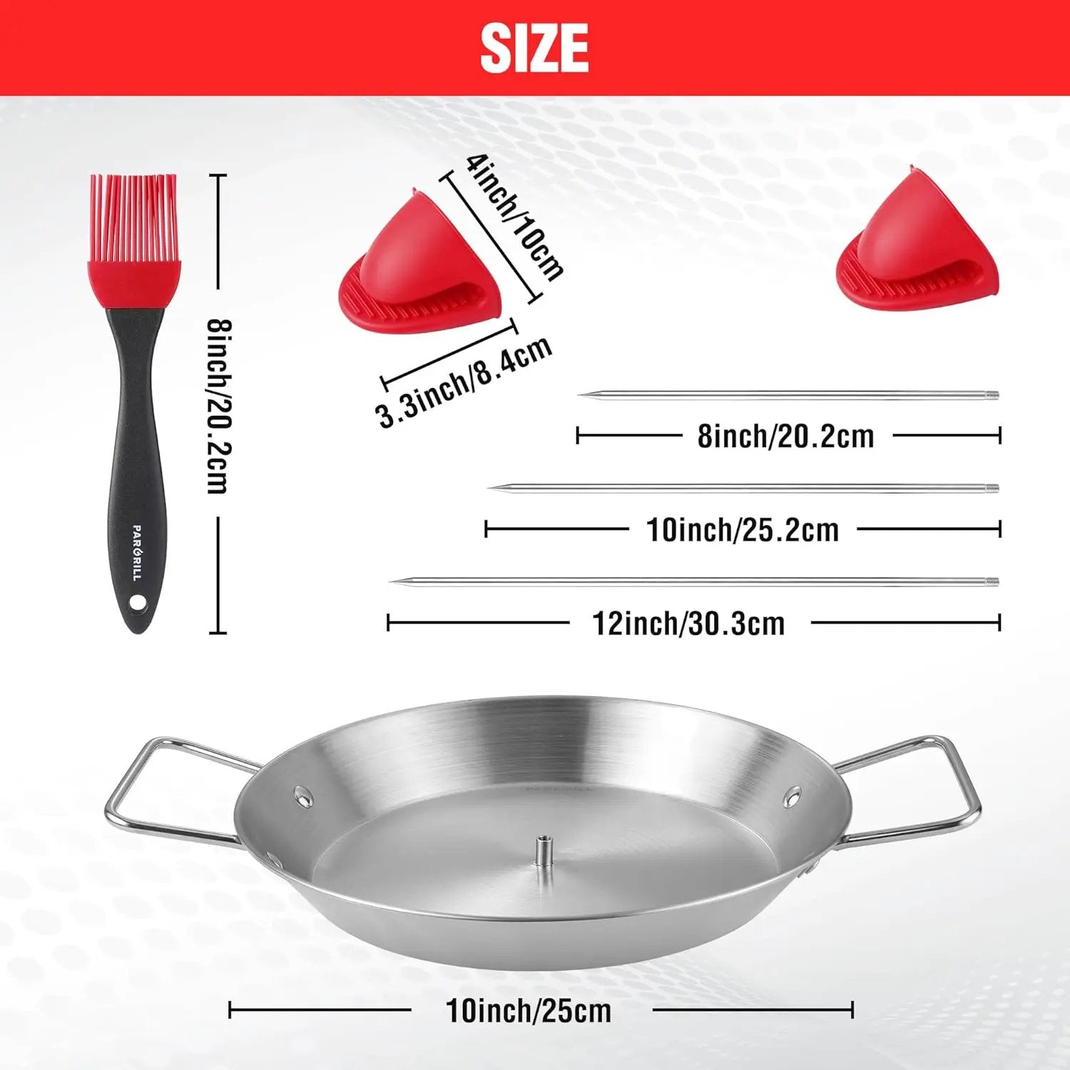 Al Pastor Skewer for Grill Stainless Steel Shawarma Skewer Stand with 3 Spikes (8"/10"/12"),Brush & Anti-scalding Fittings for BBQ Grill Oven by GreenHaven Gardens