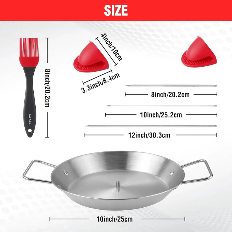 Al Pastor Skewer for Grill Stainless Steel Shawarma Skewer Stand with 3 Spikes (8"/10"/12"),Brush & Anti-scalding Fittings for BBQ Grill Oven by GreenHaven Gardens