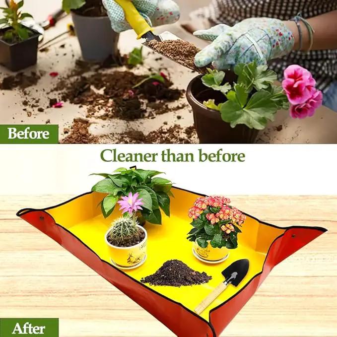 Potting Mat for Indoor Plants,Gardening Kit,Garden Tool Set,Indoor Gardening System,Gardening Supplies,Garden Tools,Gardening Set,Gardening Hand Tools,Gifts for Plant Lovers,(Organge 39.75*29.5 in) by GreenHaven Gardens
