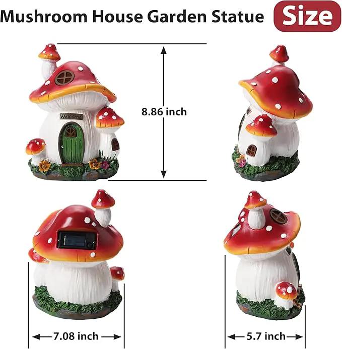 Mushroom House Garden Statue Outdoor, Solar Light Mushroom House Garden Figurines for Lawn, Balcony, Yard Decoration, Outdoor Garden Decoration by GreenHaven Gardens