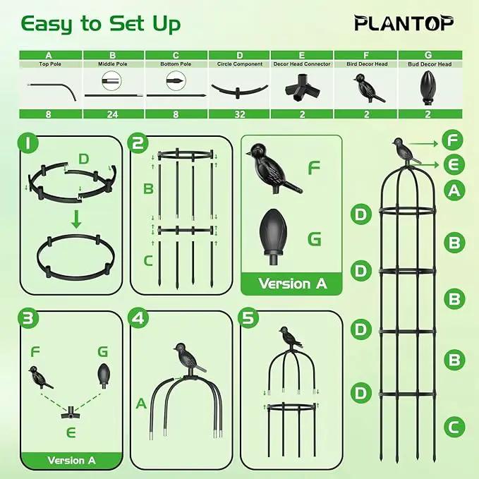 2 Pack Garden Obelisk Trellis for Climbing Plants Outdoor, 6.6FT Tall Rustproof Plant Trellis Climbing Plant Support, Garden Tower Trellis for Potted Plant Flowers Vegetable Vine Indoor by GreenHaven Gardens